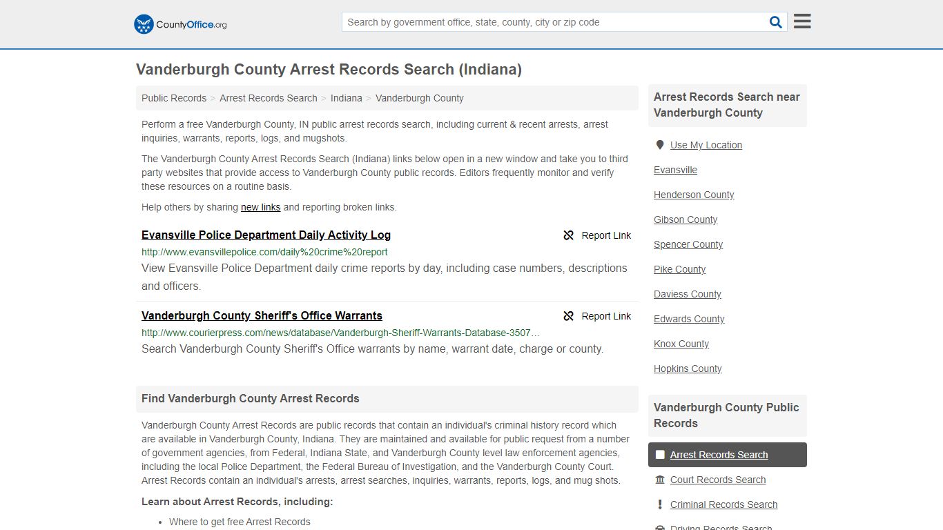 Arrest Records Search - Vanderburgh County, IN (Arrests ...